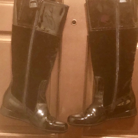 Botticelli Black Patent Leather Low Wedge Boots 35 - Picture 3 of 12